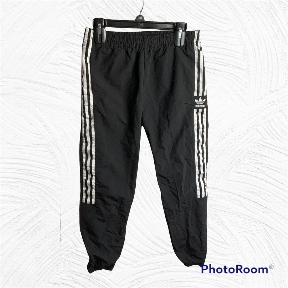 Adidas Black With White Athletic Jogger Pants  Youth Lg  13-14Y